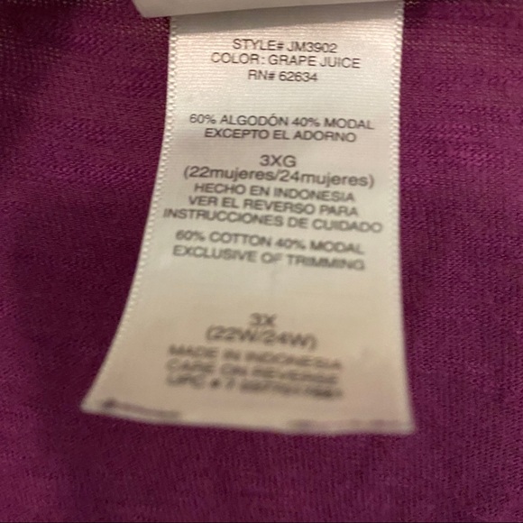 Just My Size Purple Cardigan 3x - Picture 5 of 5